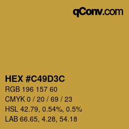 カラーコード: HEX #C49D3C | qconv.com