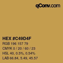 Color code: HEX #C49D4F | qconv.com