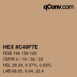 Color code: HEX #C49F7E | qconv.com