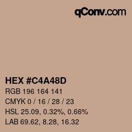 Farbcode: HEX #C4A48D | qconv.com