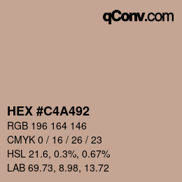 颜色代码: HEX #C4A492 | qconv.com