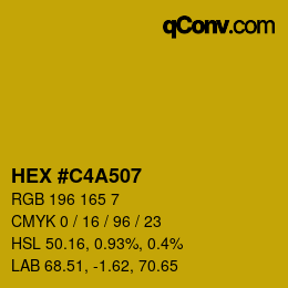 カラーコード: HEX #C4A507 | qconv.com