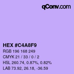 Color code: HEX #C4A8F9 | qconv.com