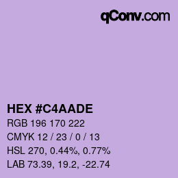 Color code: HEX #C4AADE | qconv.com