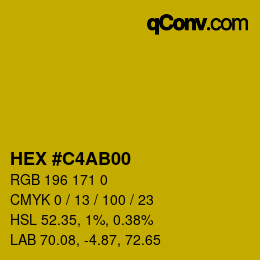 カラーコード: HEX #C4AB00 | qconv.com