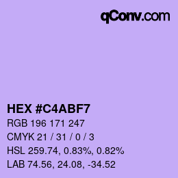 Color code: HEX #C4ABF7 | qconv.com