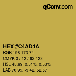 Color code: HEX #C4AD4A | qconv.com