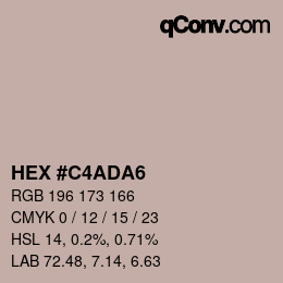 Color code: HEX #C4ADA6 | qconv.com