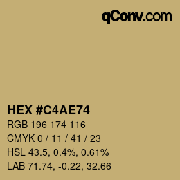 颜色代码: HEX #C4AE74 | qconv.com