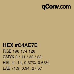 Color code: HEX #C4AE7E | qconv.com