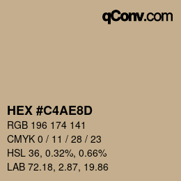 カラーコード: HEX #C4AE8D | qconv.com