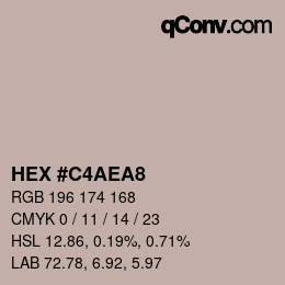 カラーコード: HEX #C4AEA8 | qconv.com