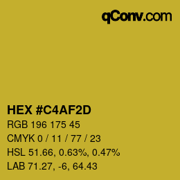 カラーコード: HEX #C4AF2D | qconv.com