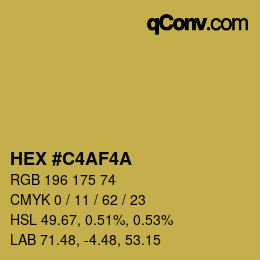Color code: HEX #C4AF4A | qconv.com