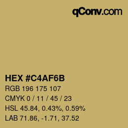 Color code: HEX #C4AF6B | qconv.com