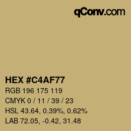 カラーコード: HEX #C4AF77 | qconv.com