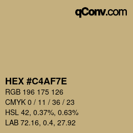 Color code: HEX #C4AF7E | qconv.com