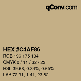 Farbcode: HEX #C4AF86 | qconv.com