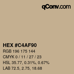 Color code: HEX #C4AF90 | qconv.com
