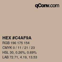 カラーコード: HEX #C4AF9A | qconv.com