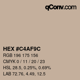 Farbcode: HEX #C4AF9C | qconv.com