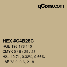 颜色代码: HEX #C4B28C | qconv.com