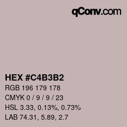 カラーコード: HEX #C4B3B2 | qconv.com