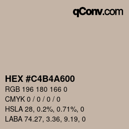 Color code: HEX #C4B4A600 | qconv.com