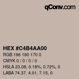 Color code: HEX #C4B4AA00 | qconv.com
