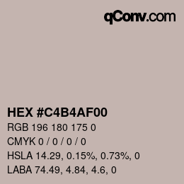 颜色代码: HEX #C4B4AF00 | qconv.com
