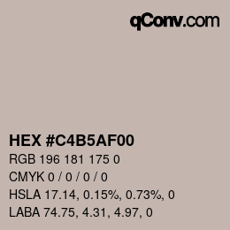 Color code: HEX #C4B5AF00 | qconv.com
