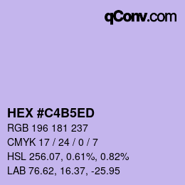 Color code: HEX #C4B5ED | qconv.com