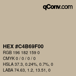 Color code: HEX #C4B69F00 | qconv.com