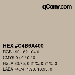Color code: HEX #C4B6A400 | qconv.com