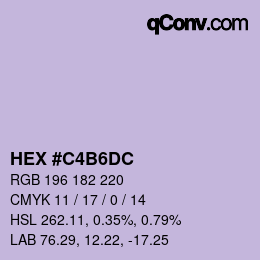 カラーコード: HEX #C4B6DC | qconv.com