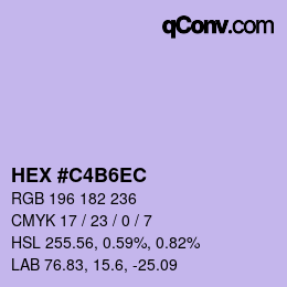 Color code: HEX #C4B6EC | qconv.com