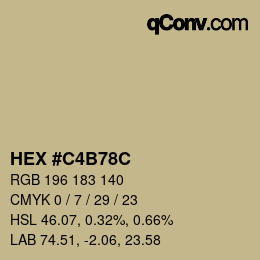 Color code: HEX #C4B78C | qconv.com