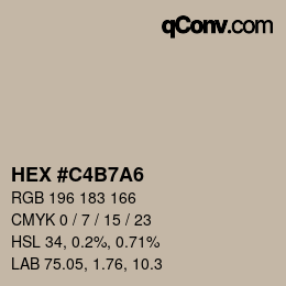 カラーコード: HEX #C4B7A6 | qconv.com