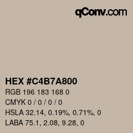 Color code: HEX #C4B7A800 | qconv.com