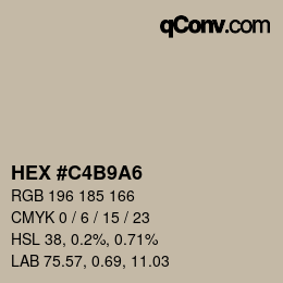 Color code: HEX #C4B9A6 | qconv.com