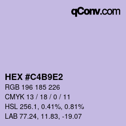 Farbcode: HEX #C4B9E2 | qconv.com