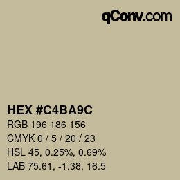 Color code: HEX #C4BA9C | qconv.com