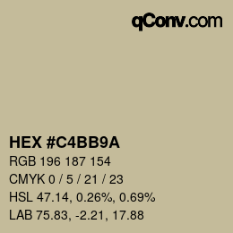 Color code: HEX #C4BB9A | qconv.com