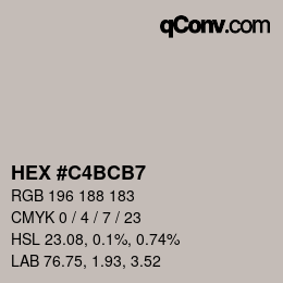 Color code: HEX #C4BCB7 | qconv.com