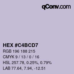 Color code: HEX #C4BCD7 | qconv.com