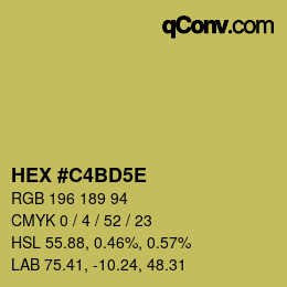 Farbcode: HEX #C4BD5E | qconv.com