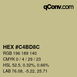 Color code: HEX #C4BD8C | qconv.com
