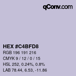 Color code: HEX #C4BFD8 | qconv.com