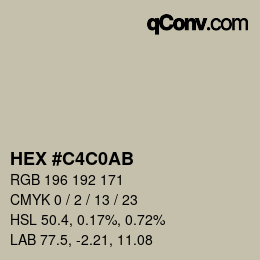 Código de color: HEX #C4C0AB | qconv.com