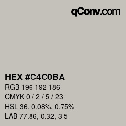 Color code: HEX #C4C0BA | qconv.com